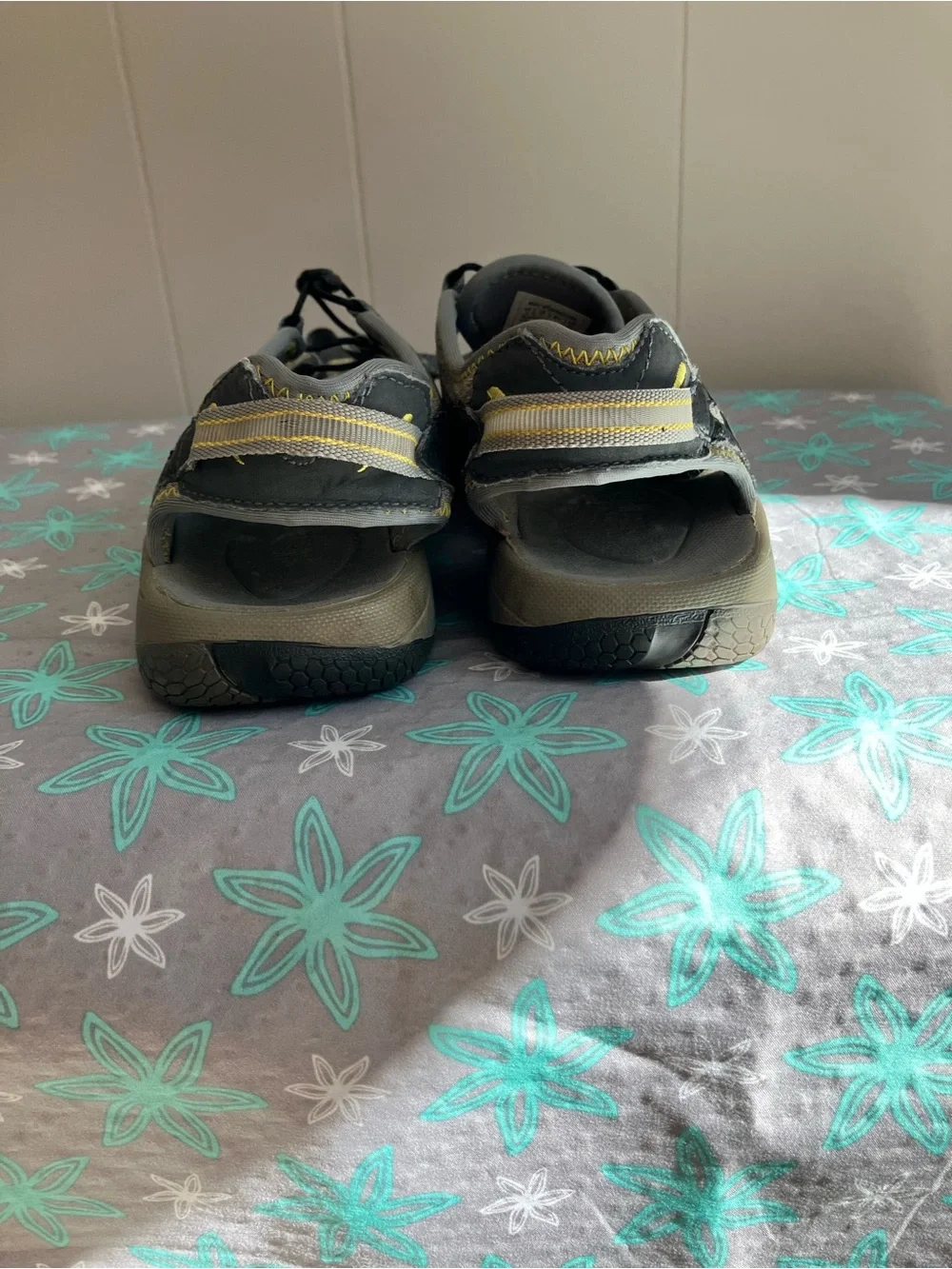 The North Face Gray and Yellow Kids Outdoor Sandals
